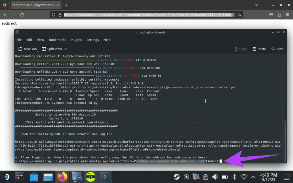 Paste-the-URL-that-you-copied-inside-the-Konsole-window-1024x640-1 اللعب عن بعد في Steam Deck: قم ببث الكمبيوتر الشخصي أو PS5 إلى Steam Deck