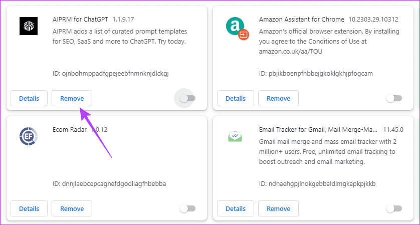 Remove-Chrome-extension أهم 7 إصلاحات لخطأ Err_Cache_Miss على Google Chrome وFirefox