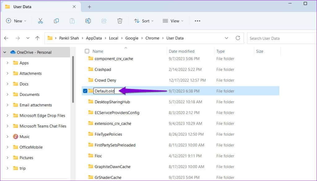 Rename-Chrome-Default-Folder-1024x587-1 أفضل 6 طرق للتخلص من رسالة "لم يتم إغلاق Chrome بشكل صحيح"