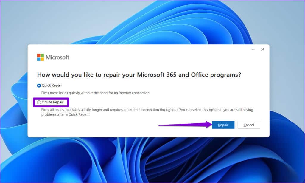 Repair-Office-Apps-1-1024x614-1 أفضل 5 طرق لإصلاح خطأ لا يمكن الوصول إلى ملف بيانات Outlook على Windows