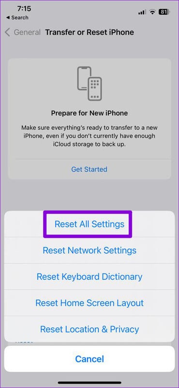 Reset-All-Settings-on-iPhone-2 8 طرق لإصلاح iPad وiPhone عالق في اقتراحات Siri