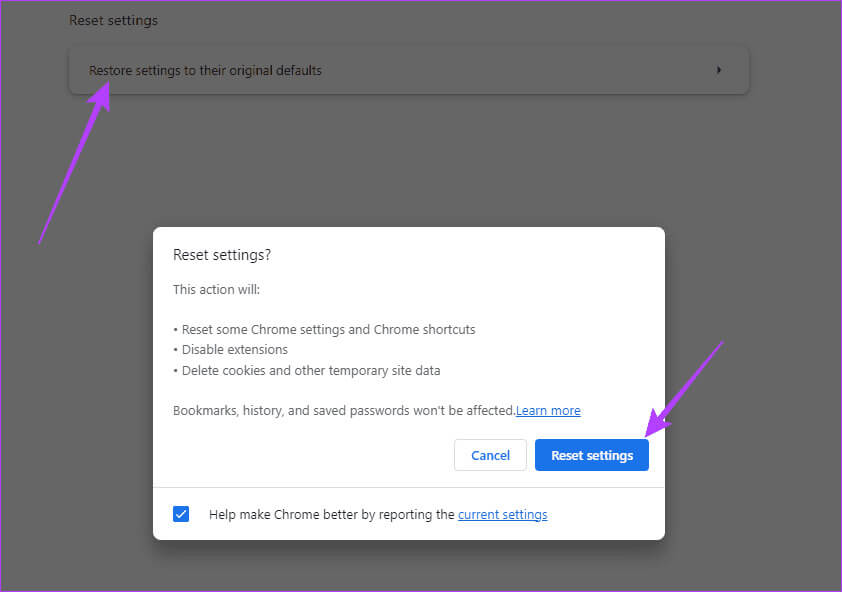 Reset-Chrome-Settings-3 أهم 7 إصلاحات لخطأ Err_Cache_Miss على Google Chrome وFirefox