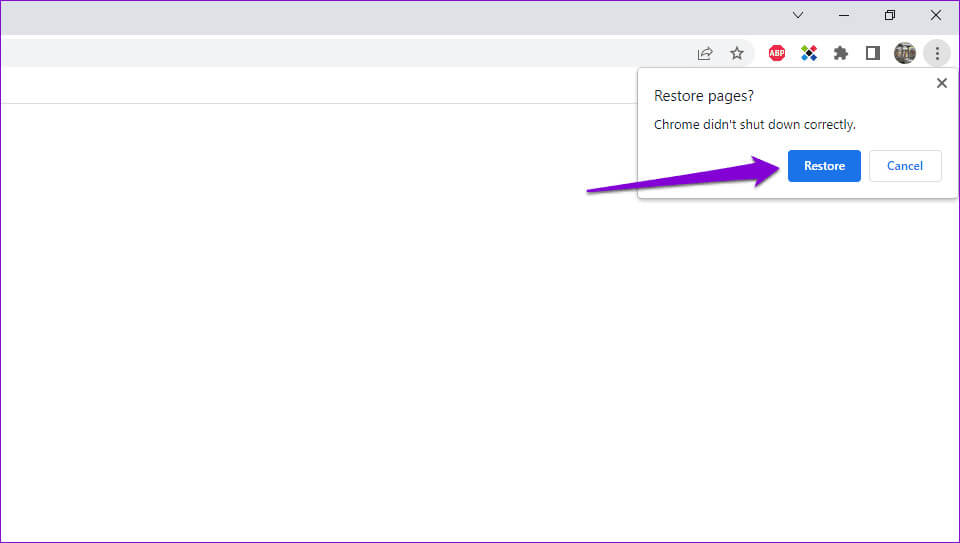 Restore-Chrome-Tabs-After-Shutdown أفضل 6 طرق للتخلص من رسالة "لم يتم إغلاق Chrome بشكل صحيح"