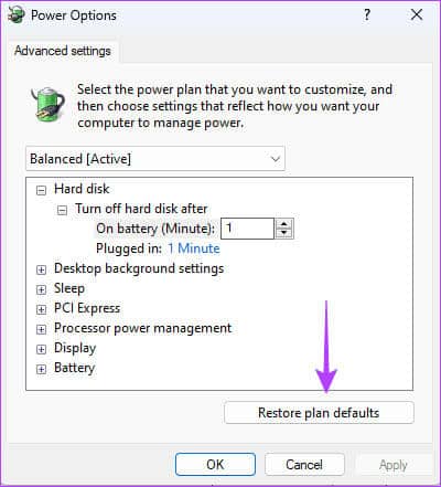 Restore-advanced-plan-defaults أفضل 7 إصلاحات لمشكلة شاشة الموت الزرقاء في وضع غير نشط على Windows 11