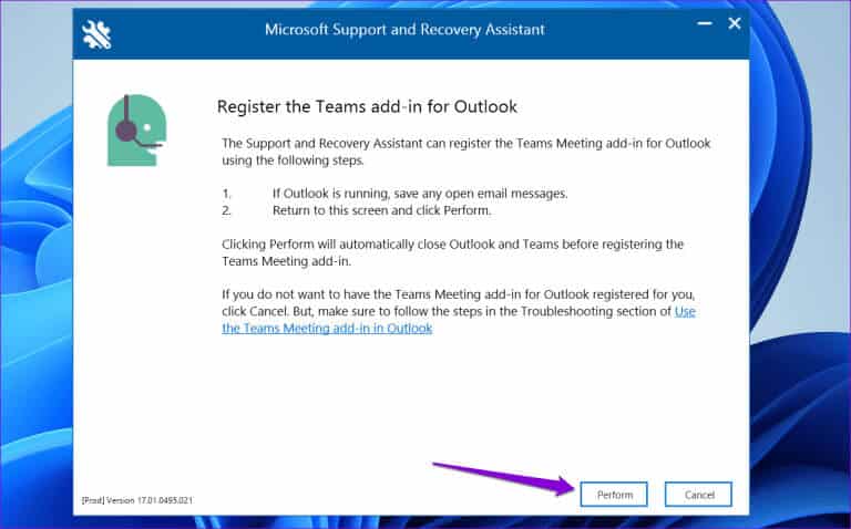 Run-Microsoft-Support-and-Recovery-Assistant-768x478-1 أفضل 6 طرق لإصلاح عدم ظهور الوظيفة الإضافية لاجتماعات Microsoft Teams في Outlook على Windows