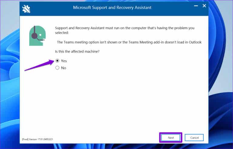 Run-the-Microsoft-Support-and-Recovery-Assistant-on-Windows-768x490-1 أفضل 6 طرق لإصلاح عدم ظهور الوظيفة الإضافية لاجتماعات Microsoft Teams في Outlook على Windows