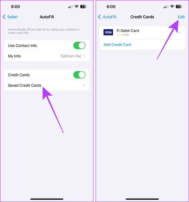 Safari-AutoFill-Saved-Credit-Card-Settings-1 5 نصائح نهائية لجعل هاتف iPhone أكثر أمانًا