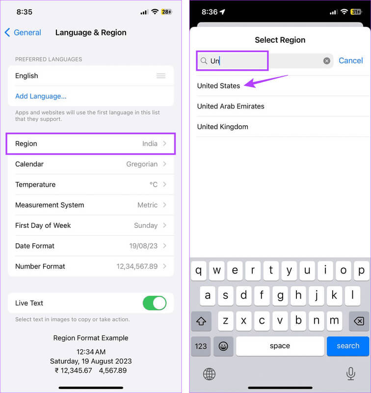 Select-your-region 8 إصلاحات لعدم عمل أو اختفاء ملفات GIF على iPhone