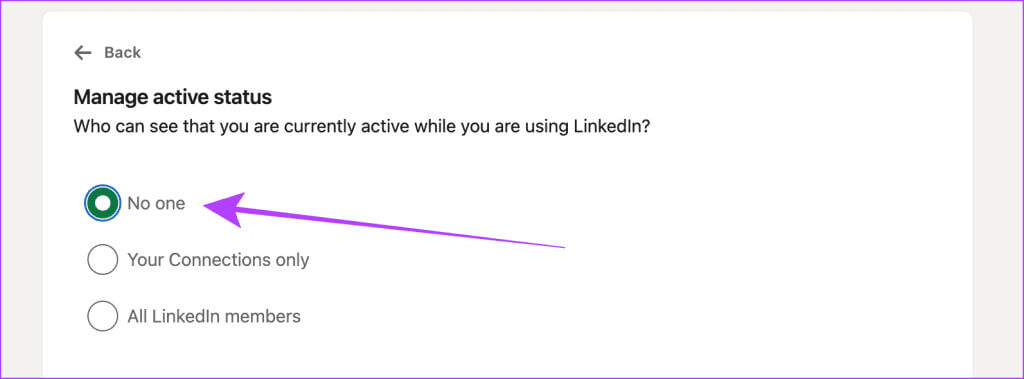 Set-LinkedIn-Active-Status-to-No-one-1024x379-1 طريقتان لعرض الملفات الشخصية على LinkedIn بشكل مجهول أو بدون حساب