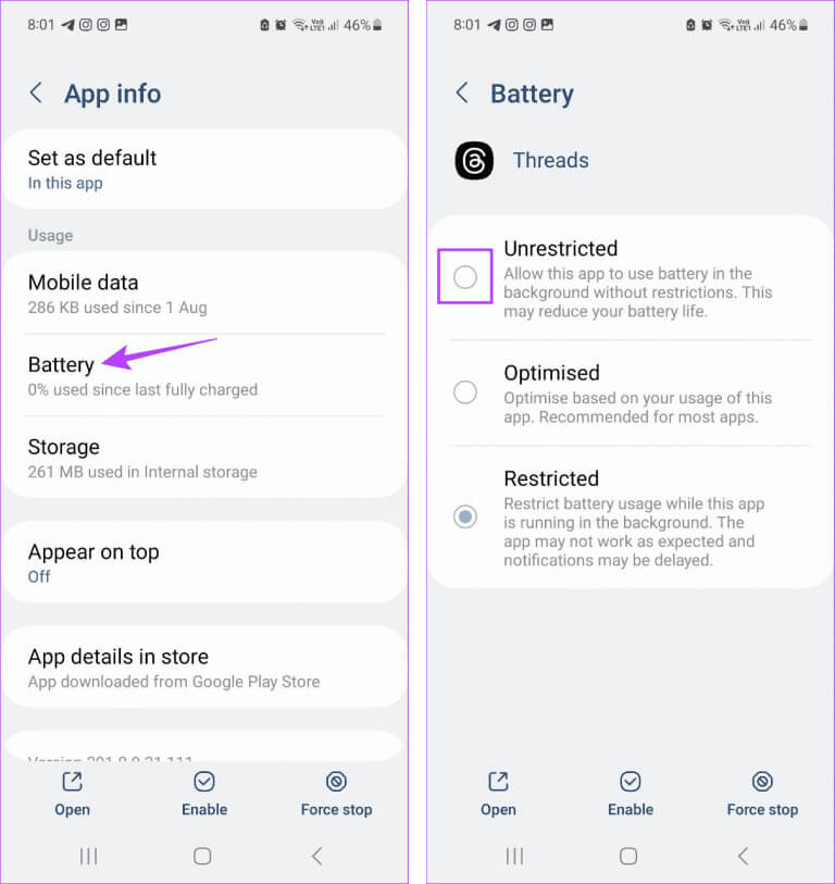 Set-Threads-to-Unrestricted-768x813-1 9 طرق لإصلاح عدم عمل او استمرار تعطل تطبيق Threads