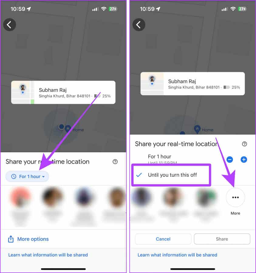Share-Location-Indefinitely-from-iPhone-to-Android-using-Google-Maps 5 طرق لمشاركة الموقع من iPhone إلى Android والعكس