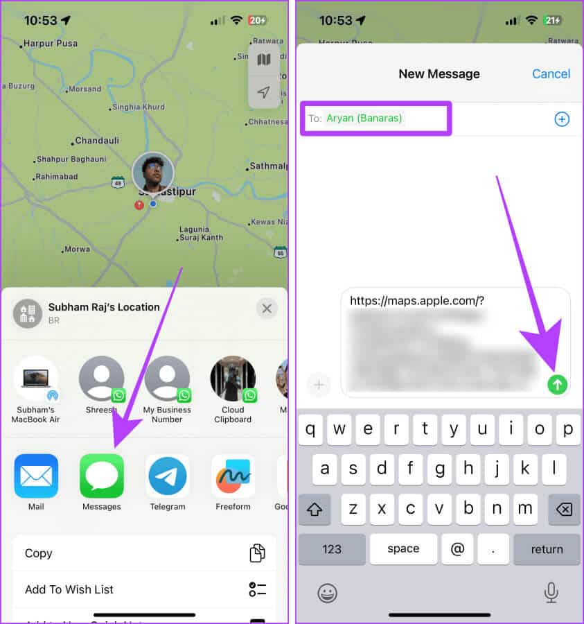 Share-Location-from-iPhone-to-Android-Using-Apple-Maps 5 طرق لمشاركة الموقع من iPhone إلى Android والعكس