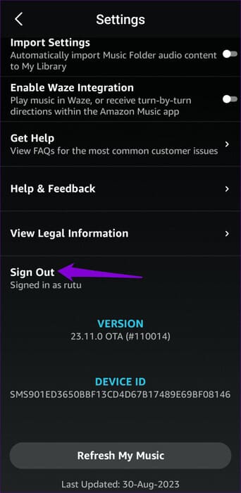 Sign-Out-of-Amazon-Music-App-500x1024-1 أفضل 9 طرق لإصلاح عدم تنزيل Amazon Music على Android وiPhone
