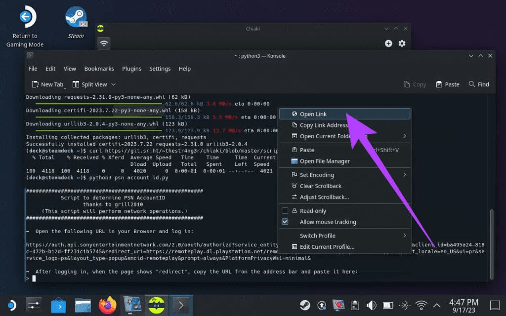 Simply-right-click-on-it-and-select-Open-Link-1024x640-1 اللعب عن بعد في Steam Deck: قم ببث الكمبيوتر الشخصي أو PS5 إلى Steam Deck
