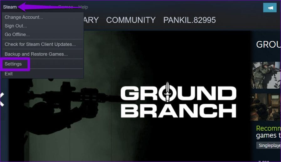 Steam-App-Settings أفضل 8 طرق لإصلاح خطأ فشل تحميل صفحة الويب في Steam على Windows