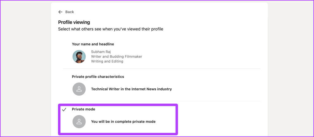 Switch-to-LinkedIn-Private-Mode-1024x448-1 طريقتان لعرض الملفات الشخصية على LinkedIn بشكل مجهول أو بدون حساب
