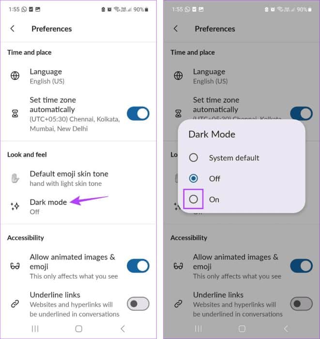 Turn-on-Dark-mode-e1696882561338 كيفية تشغيل Slack Dark Mode على أي جهاز