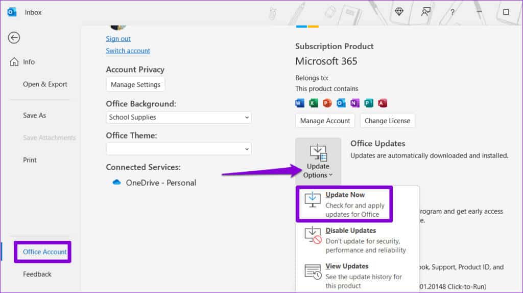 Update-Outlook-1024x573-1 أفضل 7 طرق لإصلاح عدم عرض Microsoft Outlook لمحتوى البريد الإلكتروني على Windows