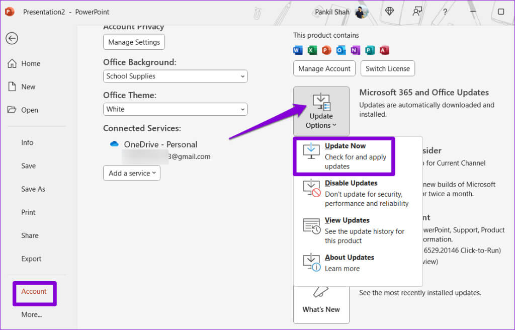 Update-PowerPoint-1024x656-1 أفضل 8 إصلاحات لعدم عرض PowerPoint للصور على Windows
