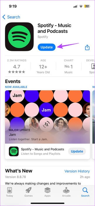 Update-Spotify-on-iPhone 10 طرق لإصلاح عدم عمل أو عدم توفر Spotify Jam