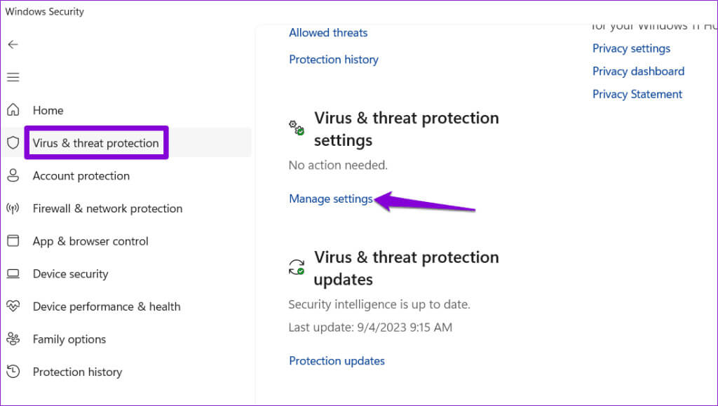 Virus-and-Threat-Protection-on-Windows-1024x579-1 أفضل 6 إصلاحات لخطأ لا يمكن الوصول إلى مسار الجهاز المحدد أو خطأ في الملف على Windows