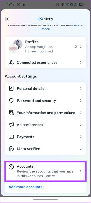 choose-Accounts-1 كيفية إلغاء ربط Instagram من Facebook