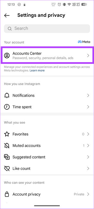 choose-Accounts-Center كيفية إلغاء ربط Instagram من Facebook