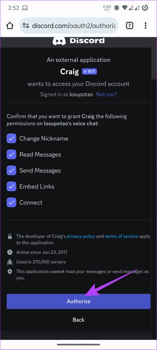 choose-Authorize-to-confirm كيفية تسجيل مكالمات Discord على جهاز الكمبيوتر والهاتف المحمول