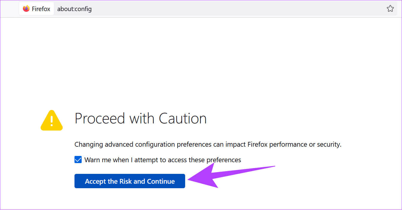 choose-accept-the-risk-and-continue كيفية إضافة أو إزالة ملحقات Firefox (الإضافات)