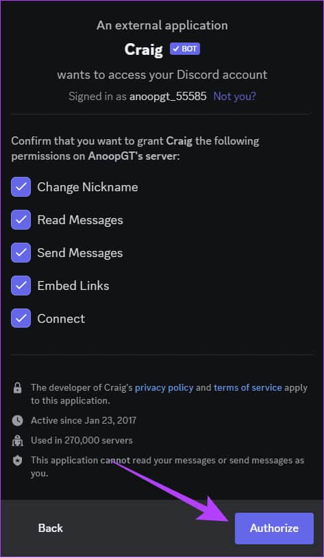 choose-authorize كيفية تسجيل مكالمات Discord على جهاز الكمبيوتر والهاتف المحمول