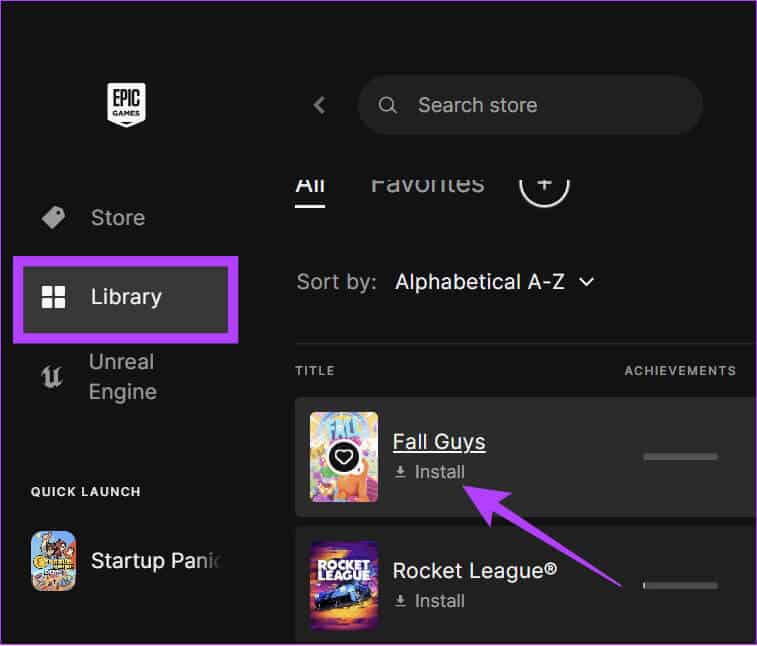 choose-library-and-then-click-install-under-the-game-you-want-to-install كيفية تغيير موقع تثبيت Epic Games على Windows