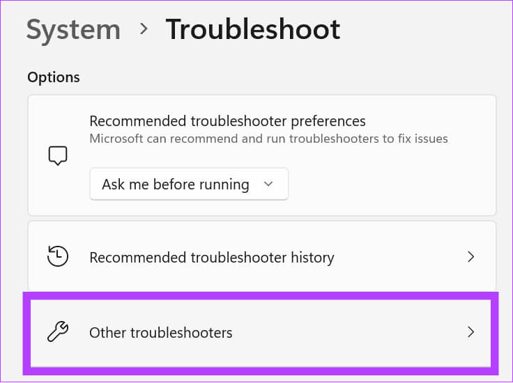 choose-other-troubleshooters كيفية إعادة ضبط إعدادات الشبكة على Windows 11