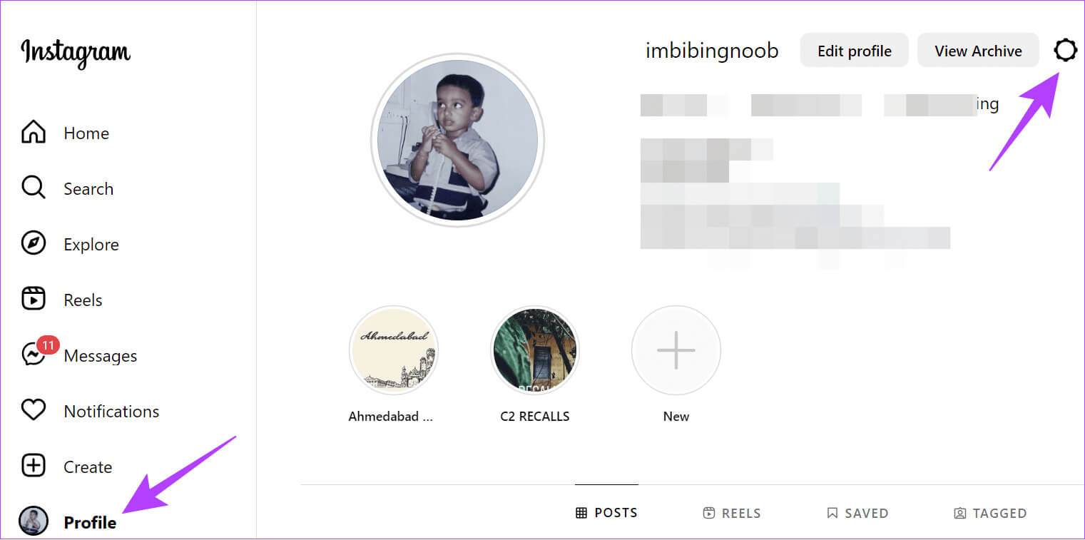choose-profile-and-then-select-settings كيفية إلغاء ربط Instagram من Facebook