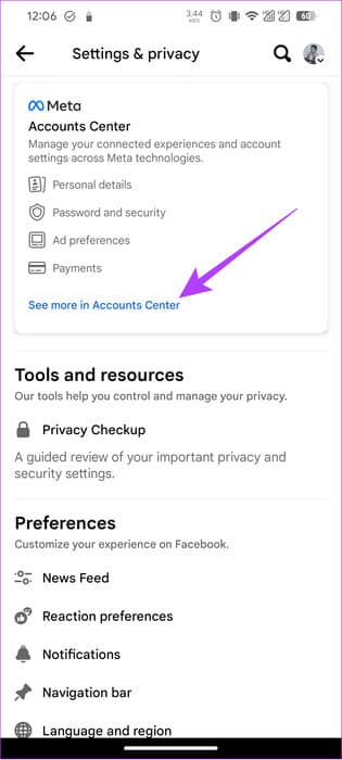 choose-see-more-in-accounts-center كيفية إلغاء ربط Instagram من Facebook