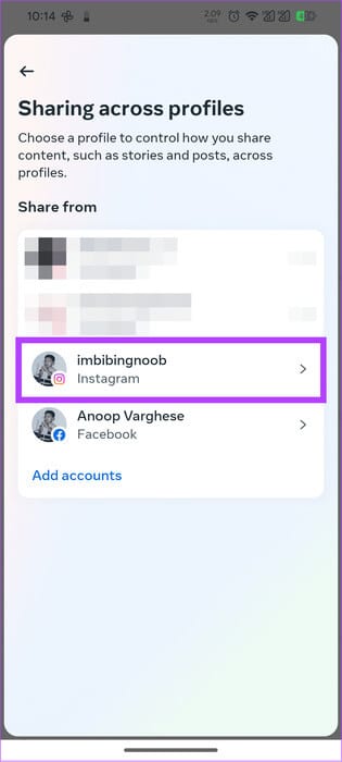 choose-the-account-you-want-to-limit كيفية إلغاء ربط Instagram من Facebook