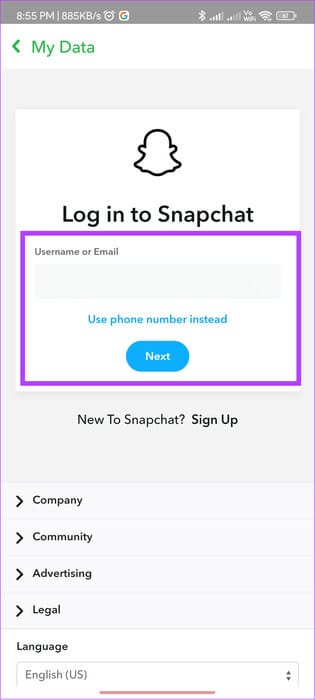 choose-username-and-then-tap-next 3 طرق لاستعادة Snaps المحذوفة على iPhone وAndroid