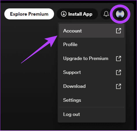 click-the-profile-at-the-top-rigth-corner-and-choose-Account كيفية تغيير البريد الإلكتروني على Spotify على جهاز الكمبيوتر والهاتف المحمول