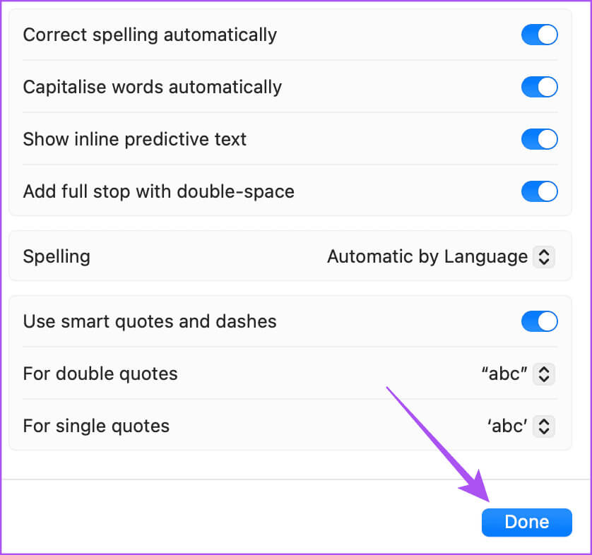 confirm-keyboard-settings-mac كيفية تمكين أو تعطيل النص التنبؤي المضمن على iPhone وiPad وMac