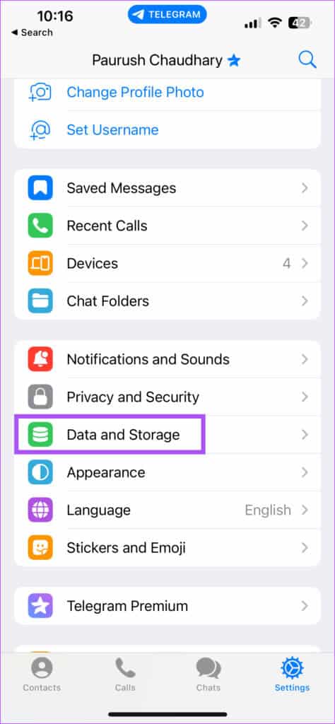 data-and-storage-settings-telegram-iphone-474x1024-1 أفضل 5 إصلاحات لعدم عمل Picture-in-Picture في Telegram على iPhone وAndroid