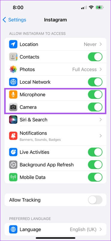 enable-camera-and-microphone-instagram-iphone-473x1024-1 كيفية مشاركة الشاشة في مكالمات فيديو Instagram