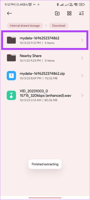 export-the-folder 3 طرق لاستعادة Snaps المحذوفة على iPhone وAndroid