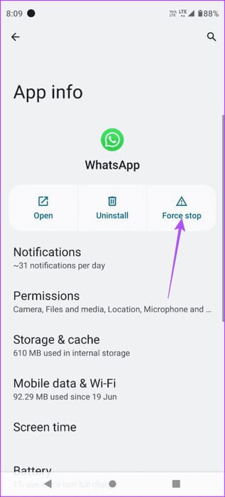 force-stop-whatsapp-android-2-463x1024-1 أفضل 6 إصلاحات لعدم عمل استطلاعات الرأي في WhatsApp على الهاتف المحمول وسطح المكتب