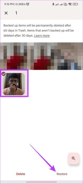 hold-the-image-and-choose-Restore 3 طرق لاستعادة Snaps المحذوفة على iPhone وAndroid