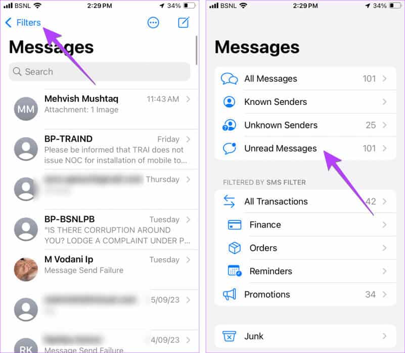 iPhone-view-unread-message-1024x895-1 كيفية استخدام كلمات البحث أو عوامل التصفية في رسائل iPhone