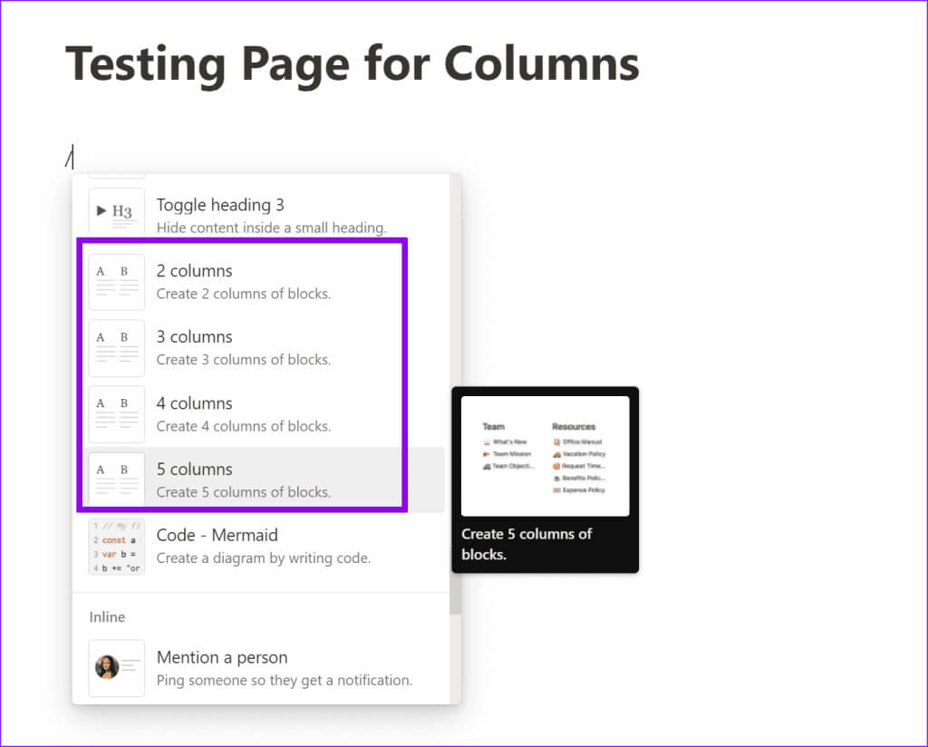 make-columns-in-Notion-1-1024x824-1 كيفية إنشاء أعمدة في Notion