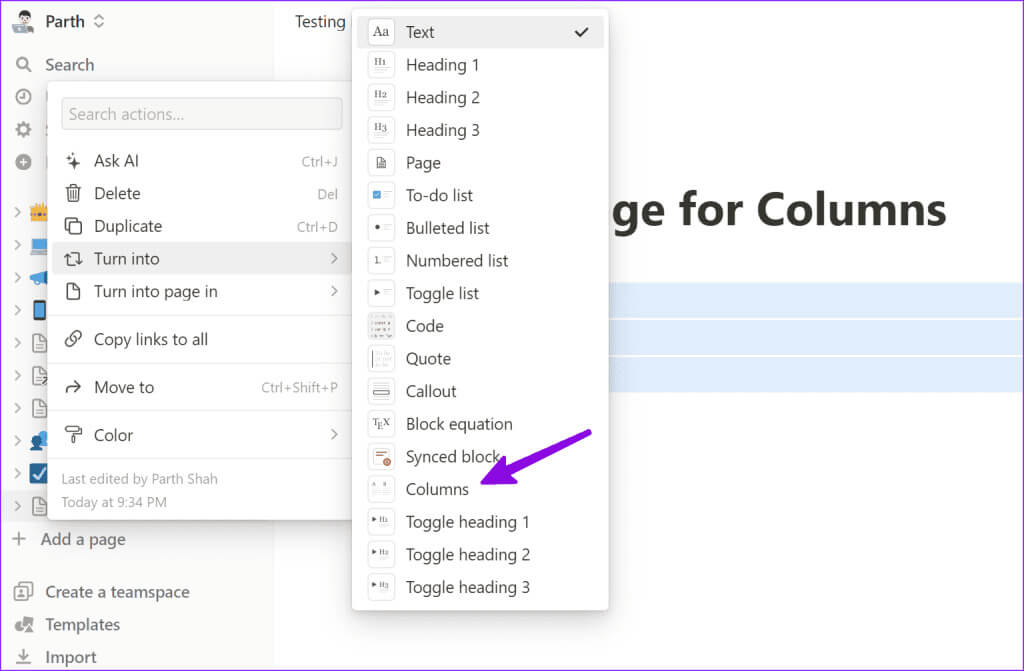 make-columns-in-Notion-11-1-1024x671-1 كيفية إنشاء أعمدة في Notion