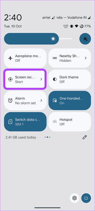 open-the-quick-settings-and-choose-screen-recording كيفية تسجيل مكالمات Discord على جهاز الكمبيوتر والهاتف المحمول