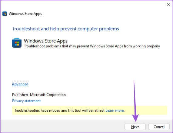 run-windows-store-app-troubleshooter أفضل 6 إصلاحات لعدم عمل استطلاعات الرأي في WhatsApp على الهاتف المحمول وسطح المكتب