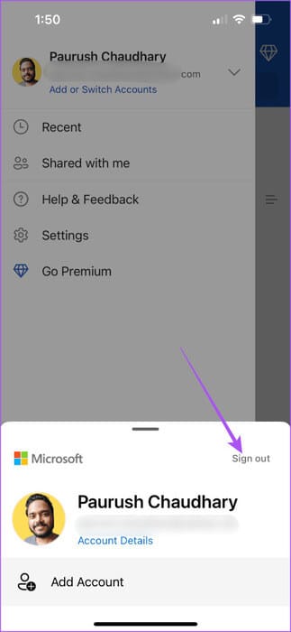 sign-out-ms-word-iphone-473x1024-1 أفضل 6 إصلاحات لعدم فتح Microsoft Word على iPhone وiPad وMac