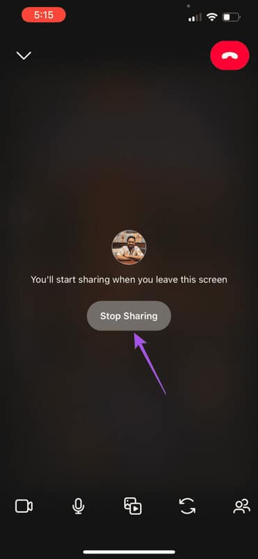 stop-sharing-screen-instagram-video-call-mobile-473x1024-1 كيفية مشاركة الشاشة في مكالمات فيديو Instagram